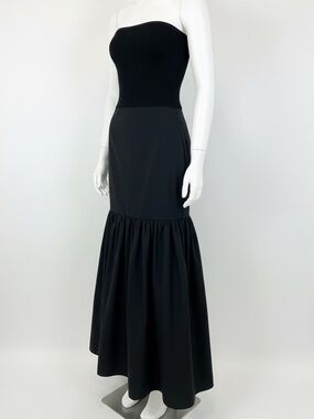 Express Black Strapless Ribbed Bodice Mermaid Maxi Dress